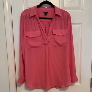 Ann Taylor pink long sleeve blouse